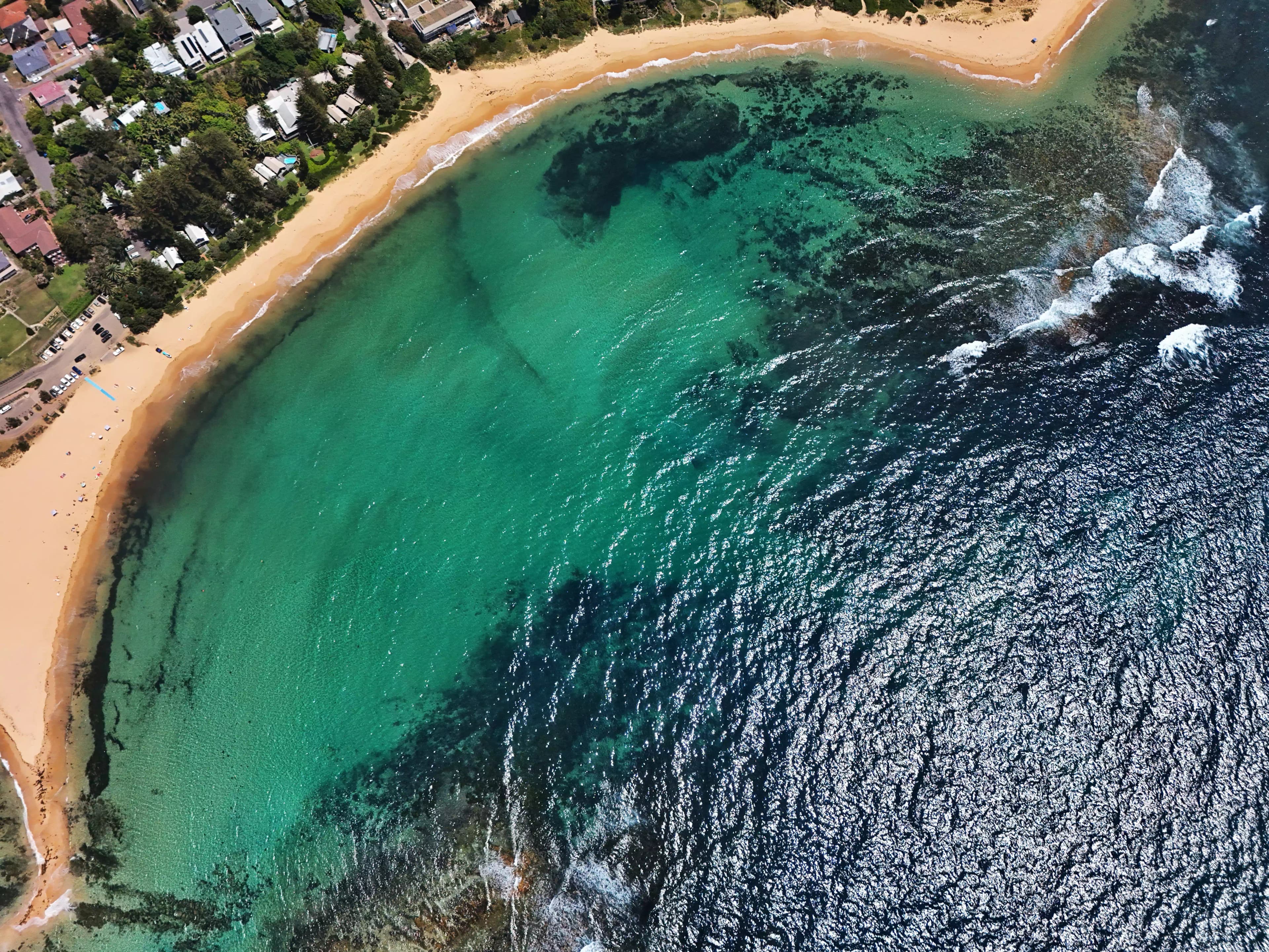 Top down view of the ocean at Kims Beachside Retreat